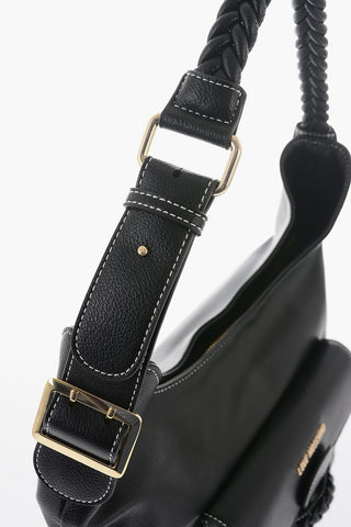 LOVE Schultertasche aus Kunstleder mit geflochtenem Griff