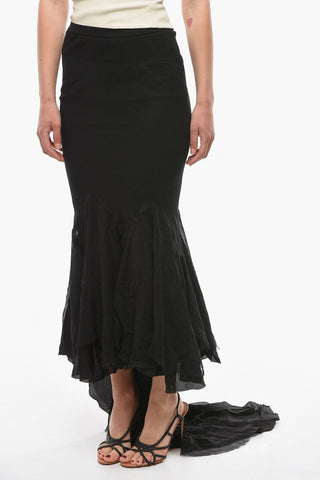 FOGACHINE Silk-chiffon DIVINE Midi Skirt with Train Detail