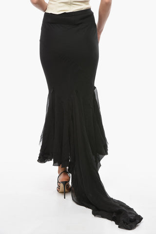 FOGACHINE Silk-chiffon DIVINE Midi Skirt with Train Detail
