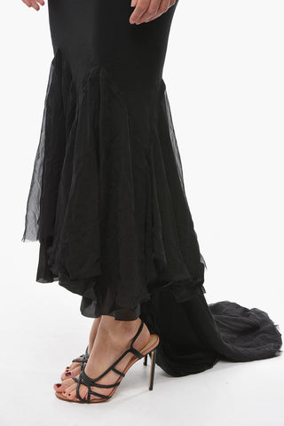 FOGACHINE Silk-chiffon DIVINE Midi Skirt with Train Detail
