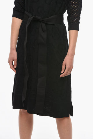 Vestito Lungo in in Maglia di Cotone con Jacquard Monogram