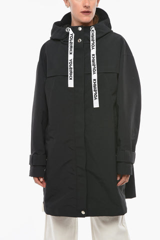 Tech-fabric Oversized Parka with Logoed Drawstrings