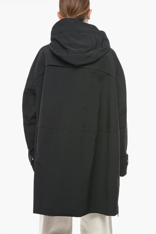 Tech-fabric Oversized Parka with Logoed Drawstrings