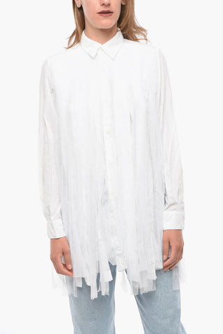 Standard Collar Tulle Destroyed Shirt