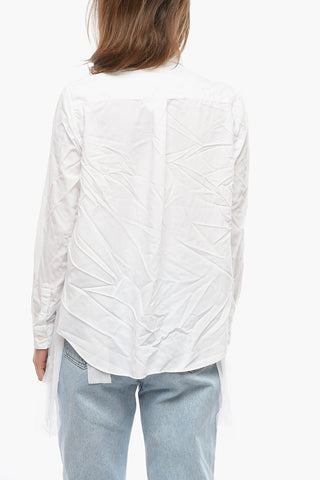 Standard Collar Tulle Destroyed Shirt