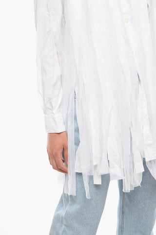 Standard Collar Tulle Destroyed Shirt