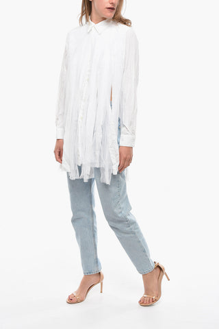 Standard Collar Tulle Destroyed Shirt
