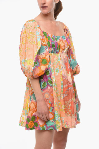 Floral Printed Linen LOLA Mini Dress