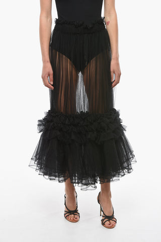 NOIR KEI NINOMIYA See Through Tulle Flounced Skirt