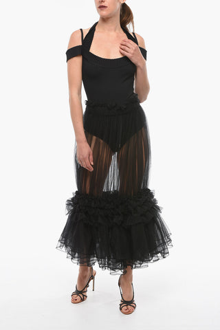 NOIR KEI NINOMIYA See Through Tulle Flounced Skirt
