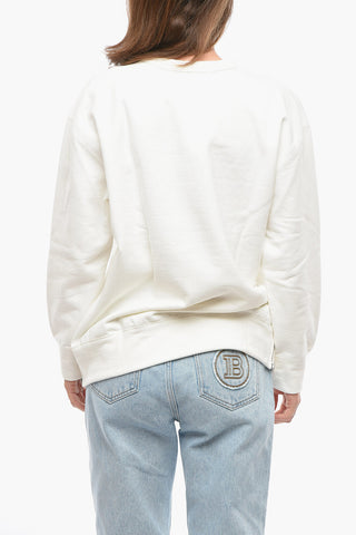 Brushed-cotton Crewneck Sweatshirt with Side Zip