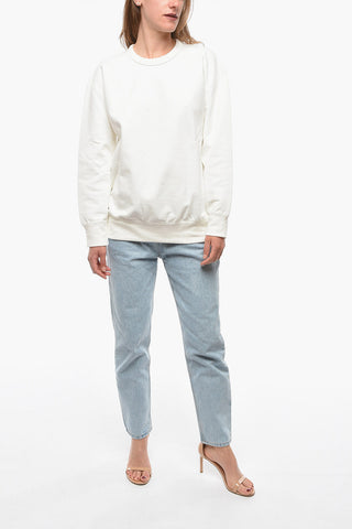 Felpa girocollo in Cotone Garzato con Zip Laterali