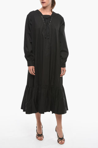 NOIR KEI NINOMIYA Maxidress in Cotone con Doppio Dettaglio Lace-up