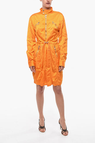 Vestito Utility in Satin Fluido con Coulisse in Vita