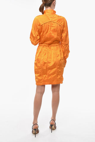 Vestito Utility in Satin Fluido con Coulisse in Vita