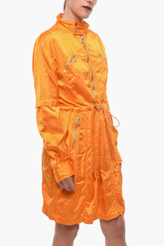 Vestito Utility in Satin Fluido con Coulisse in Vita