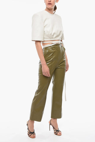 Pantaloni LUCEE in Pelle Vegan con Cucitura