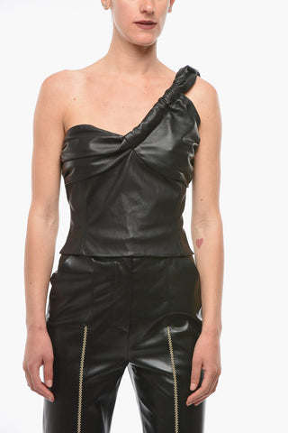 Leather COLMAR One-shoulder Cropped Top
