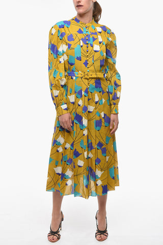 Floral Printed Shirt Dress with Belt