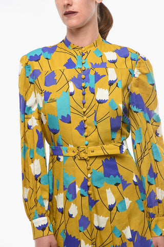 Floral Printed Shirt Dress with Belt
