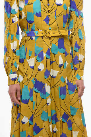 Floral Printed Shirt Dress with Belt