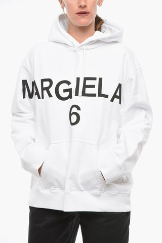 MM6 Hoodie Sweatshirt with Contrasting Lettering and Kangaroo Pocket