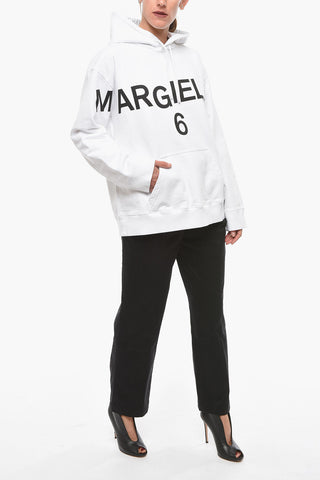 MM6 Hoodie Sweatshirt with Contrasting Lettering and Kangaroo Pocket