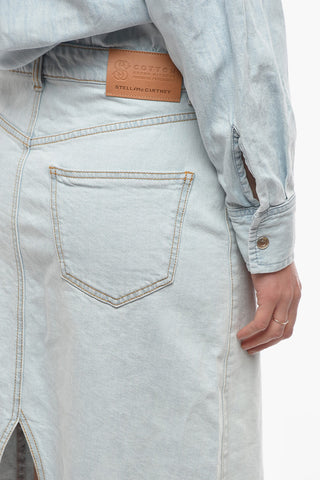 Bleached Denim Shirt Dress with Raw cut Hem