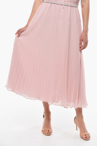 Pleated Duchess Dress with Embroideries