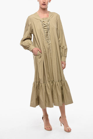 NOIR KEI NINOMIYA Maxidress in Cotone con Doppio Dettaglio Lace-up