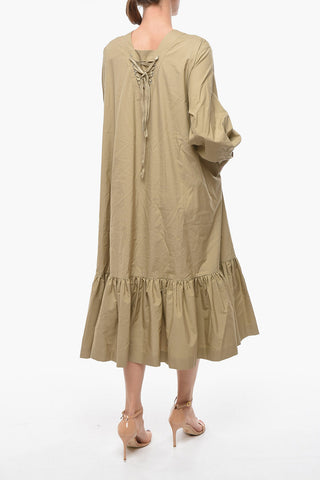 NOIR KEI NINOMIYA Maxidress in Cotone con Doppio Dettaglio Lace-up
