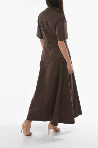 Vestito Lungo Svasato in Twill di Cotone