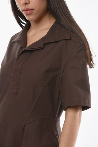 Vestito Lungo Svasato in Twill di Cotone