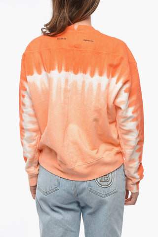 WHITE LABEL Crew-neck Sweatshirt with Tie-dye Effect and Embossed Logo