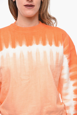 WHITE LABEL Crew-neck Sweatshirt with Tie-dye Effect and Embossed Logo