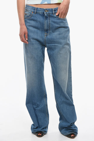 ARCHIVE High-waisted Wide-leg Denims with Logo Print