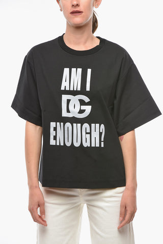 Jersey Crew-neck T-shirt with Slogan Print