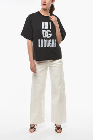Jersey Crew-neck T-shirt with Slogan Print
