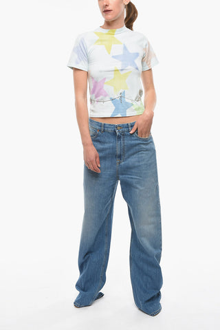 Printed Crewneck T-shirt with Chain Detailing