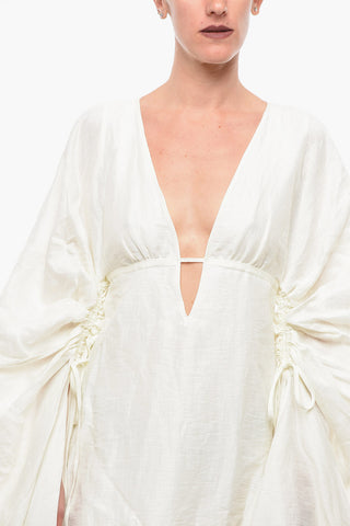 Abito ASHLEY Cover-up in Misto Lino con Scollo a V