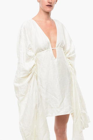 Abito ASHLEY Cover-up in Misto Lino con Scollo a V