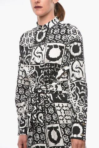 Mulberry-silk Shirt Dress with Monogram Print