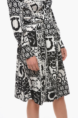 Mulberry-silk Shirt Dress with Monogram Print