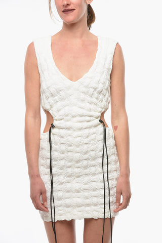 Textured-cotton PESSAC Bodycon Dress with Side Cut-outs