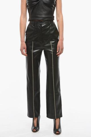 Vegan Leather LUCEE Pants with Visible Stitches