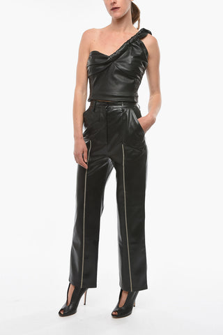 Vegan Leather LUCEE Pants with Visible Stitches