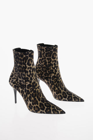 Leopard Patterned VERTIGO Suede Booties 9cm