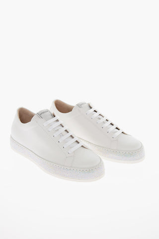 Rhinestone Detail ANDREA Leather Sneakers