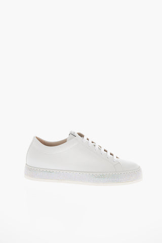 Rhinestone Detail ANDREA Leather Sneakers