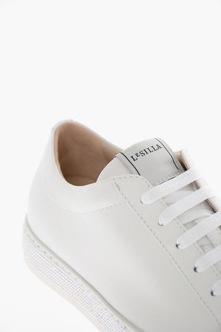 Rhinestone Detail ANDREA Leather Sneakers